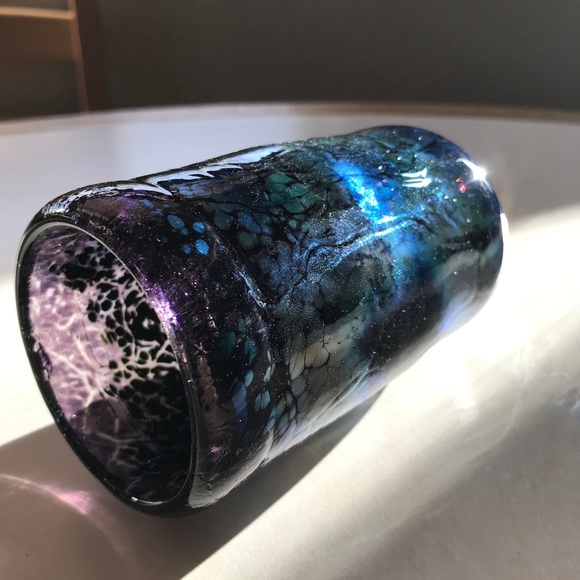 Dunmore Glassworks Hand Blown Art Glass Deep Space Royal Playa Jar with Cork - Picture 10 of 10